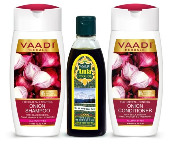 Anti Hair Fall Complete Pack - Onion Shampoo (110 ml), Onion Conditioner (110 ml) & Amla Hair Oil (200 ml)