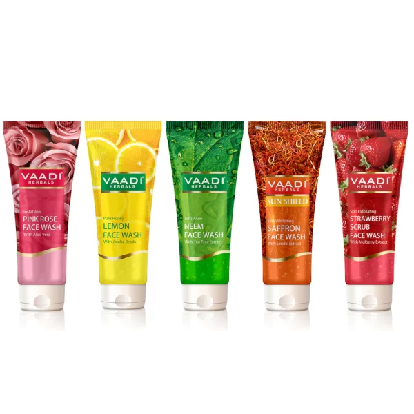 Assorted Organic Saffron, Neem, Lemon, Rose, Strawberry Face Wash